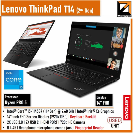 LENOVO THINKPAD T14 (GEN 2) i5-11 gen 14''inch FHD SCREEN DISPLAY UPTO 2TB SSD ORIGNAL WINDOW 11PRO