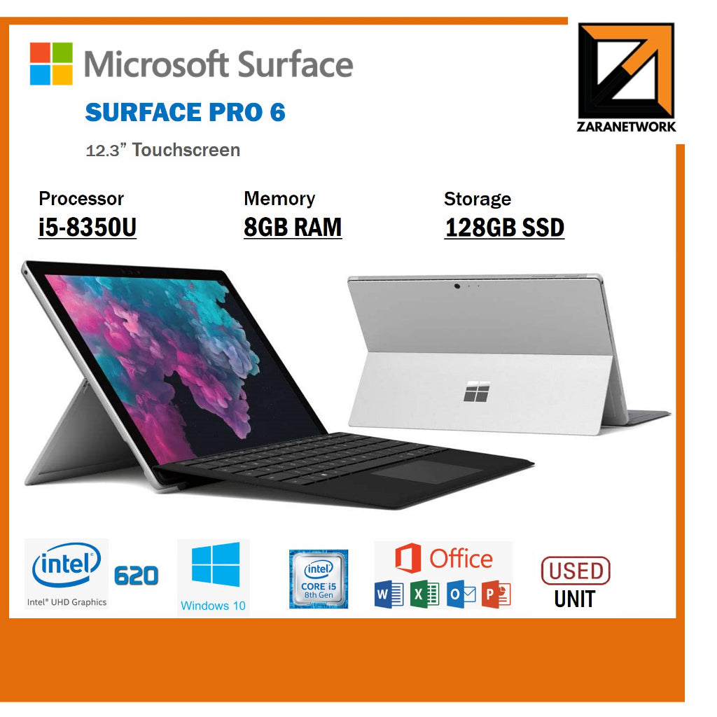 MICROSOFT SURFACE PRO 6 CORE i5-8TH GEN 12.3'' TOUCHSCREEN