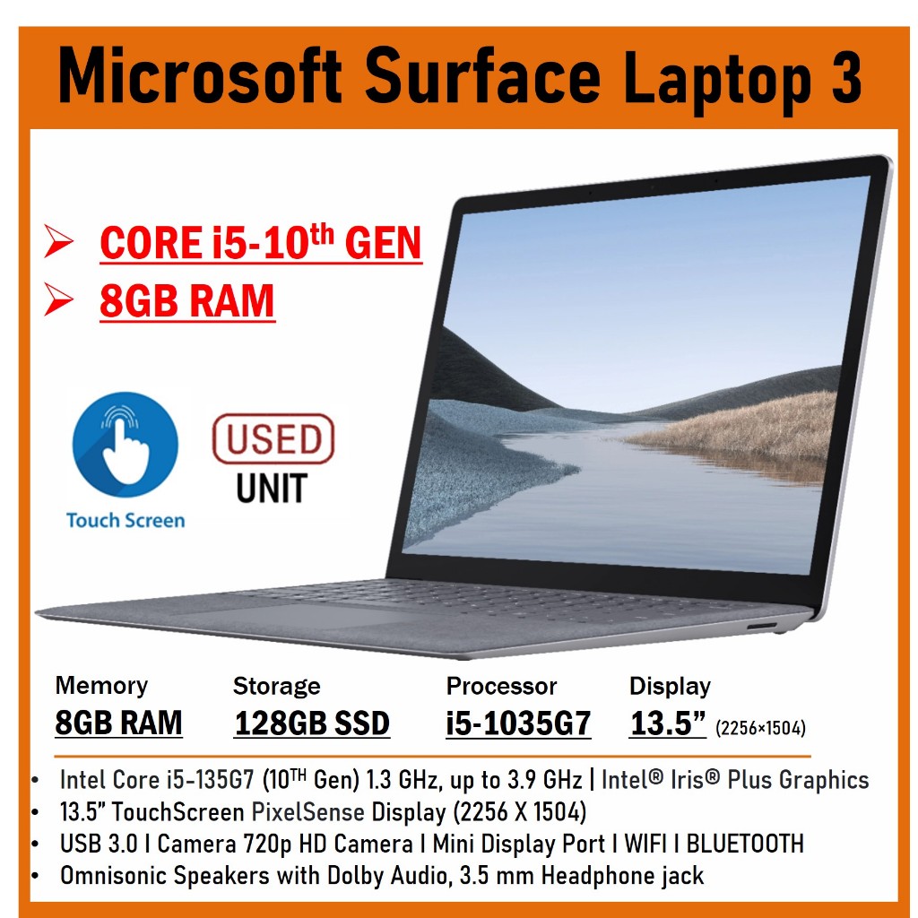 MICROSOFT SURFACE LAPTOP 3 CORE i7-10TH GEN 13.5 TOUCHSCREEN