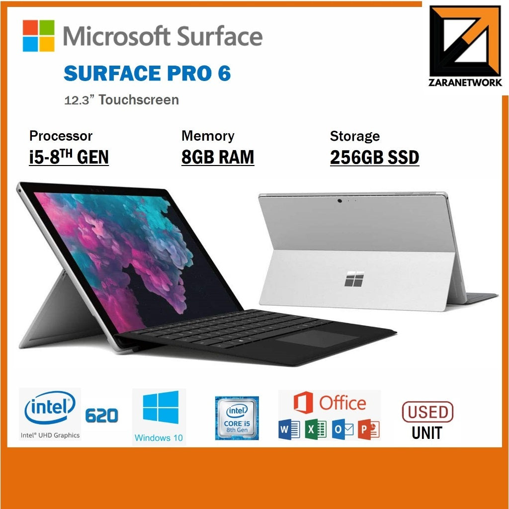 MICROSOFT SURFACE PRO 6 CORE i5-8TH GEN 12.3'' TOUCHSCREEN