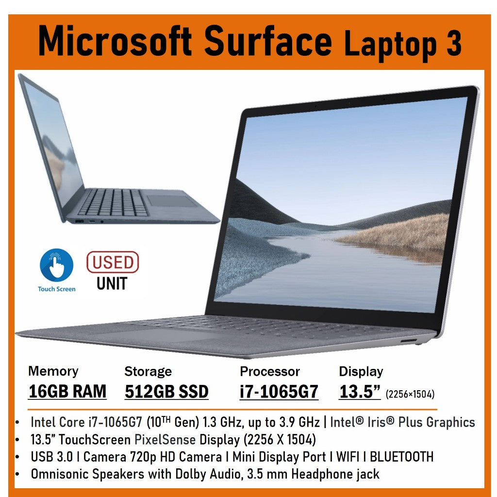 MICROSOFT SURFACE LAPTOP 3 CORE i7-10TH GEN 13.5 TOUCHSCREEN