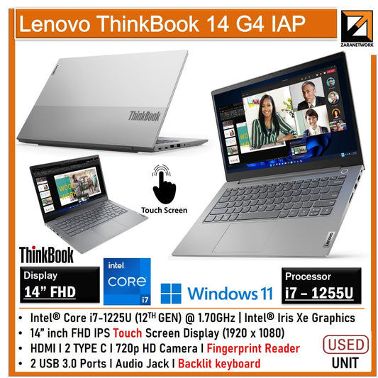 LENOVO THINKBOOK 14 G4 IAP CORE i7-12TH GEN 14''FHD TOUCHSCREEN 24GB RAM 512GB SSD WINDOW 11PRO