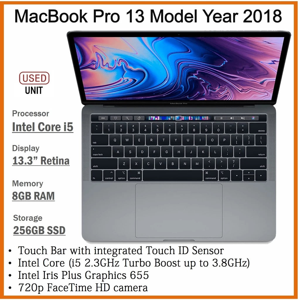 APPLE MACBOOK PRO 15/13 2018 i7/i5/i9/ UPTO 16GB RAM 1TB SSD 13.3 RETINA DISPLAY