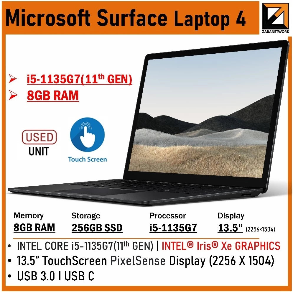 MICROSOFT SURFACE LAPTOP 4 i7-11GEN 16GB RAM 512GB SSD 13.5 FHD TOUCHSCREEN WINDOW 11PRO