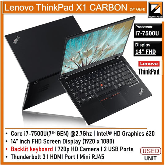 LENOVO THINKPAD X1 CARBON i7-7TH GEN 14'FHD SCREEN UPTO 1TB SSD WITH WINDOW 11