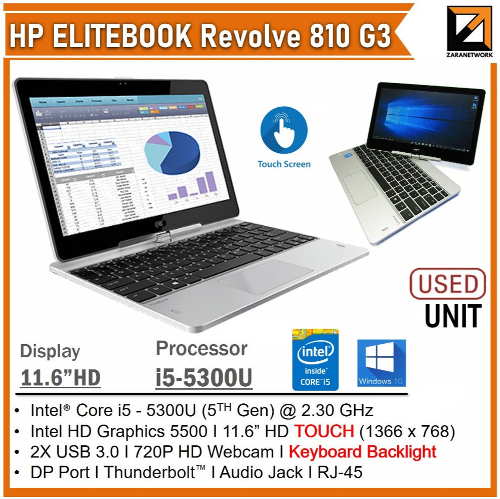 HP ELITEBOOK REVOLVE 810 G3  i7-5600U (5TH GEN)11.6 HD TOUCHSCREEN