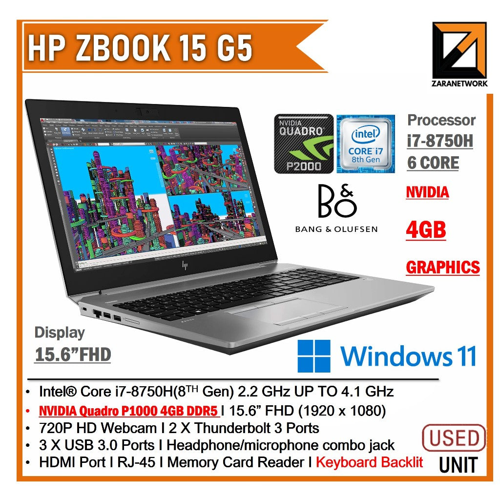 HP ZBOOK 15 G5 CORE i7-8750H (8TH GEN)15.6 FHD SCREEN