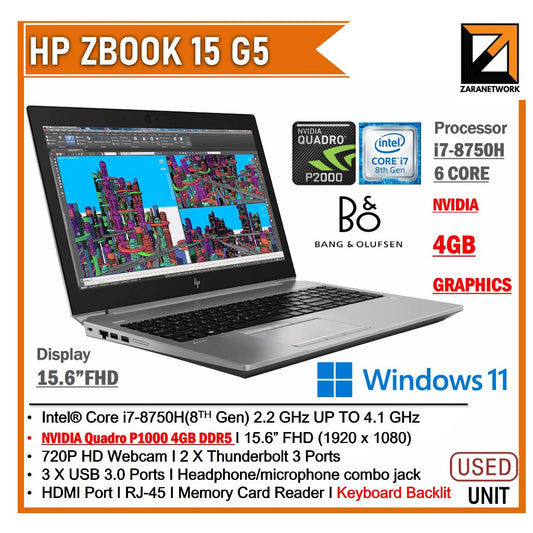 HP ZBOOK 15 G5 CORE i7-8750H (8TH GEN)15.6 FHD SCREEN